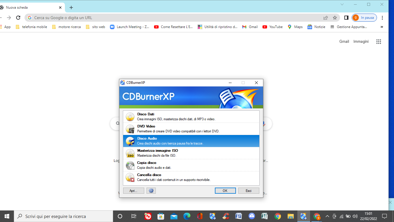 Programma per masterizzare CD e DVD